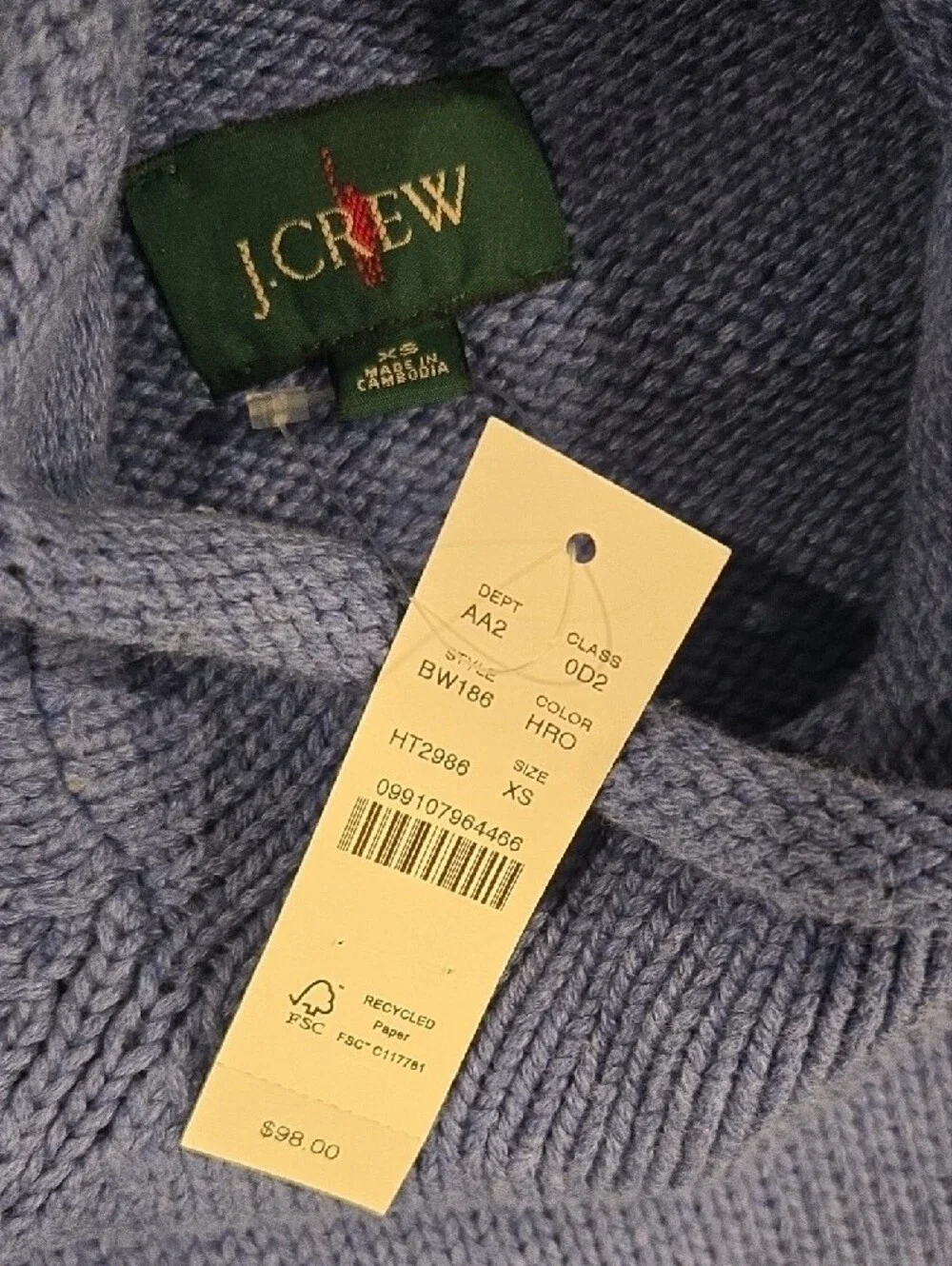 J. Crew Men’s Blue Mock Neck Knit Sweater